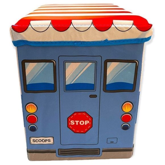 Portable Foldable Storage Box, Organizer, Stool, Car Model, Bus, Ice Cream Car - Picture 6 of 16